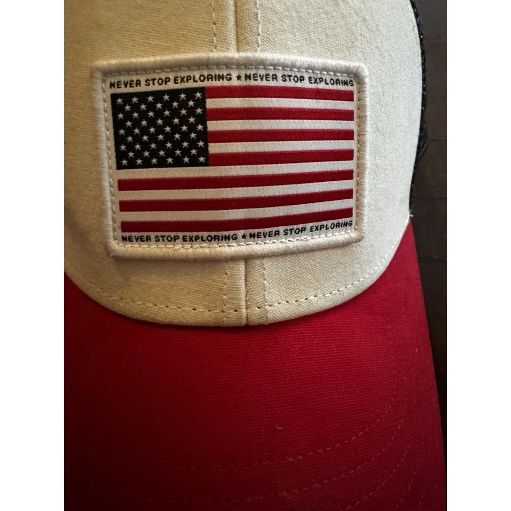 The North Face IC International Collection USA Flag Trucker Hat Snapback EUC CT2
